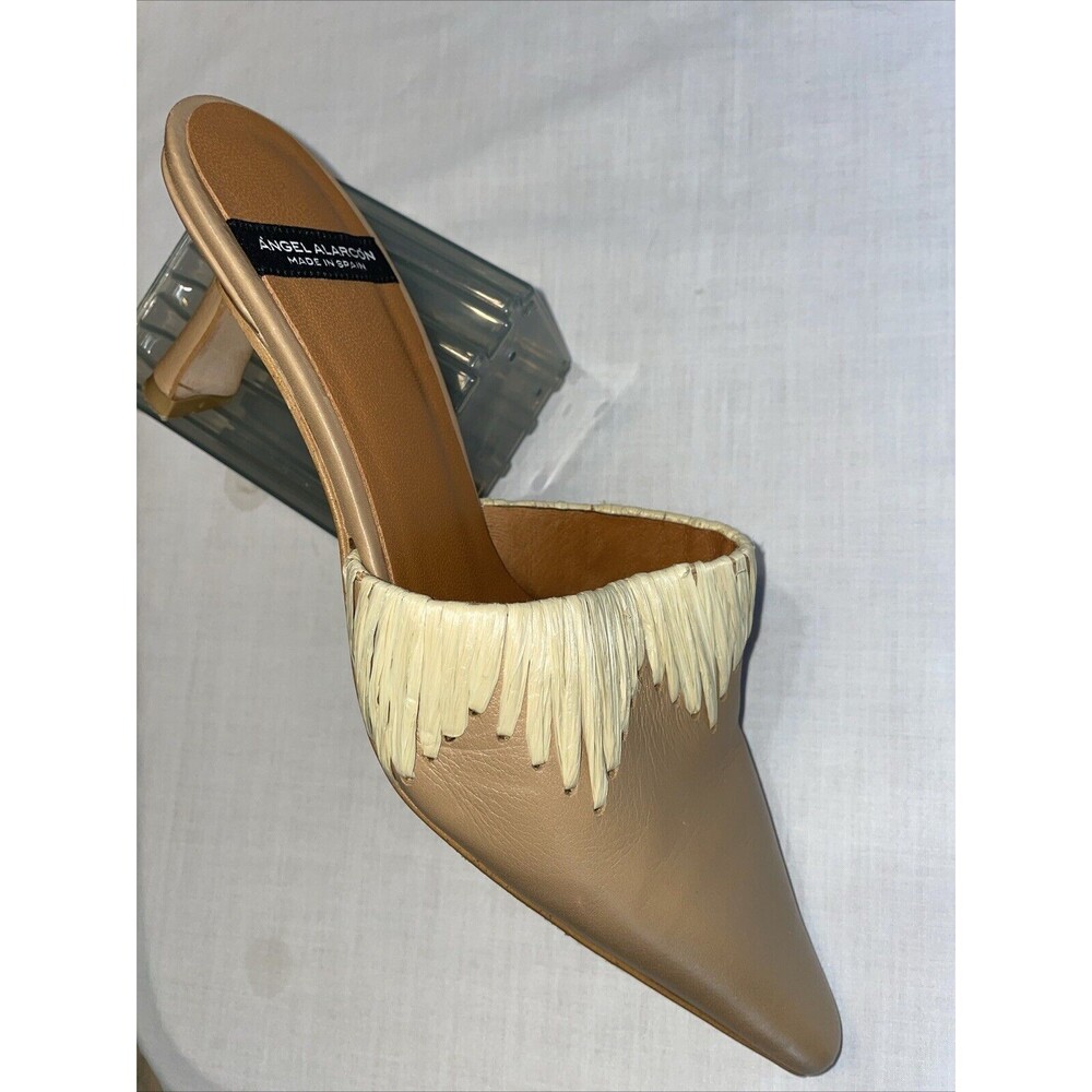 Angel Alarcon Spain Women’s Heeled Mules Size 41 U.S. 9.5 M Beige Leather Party